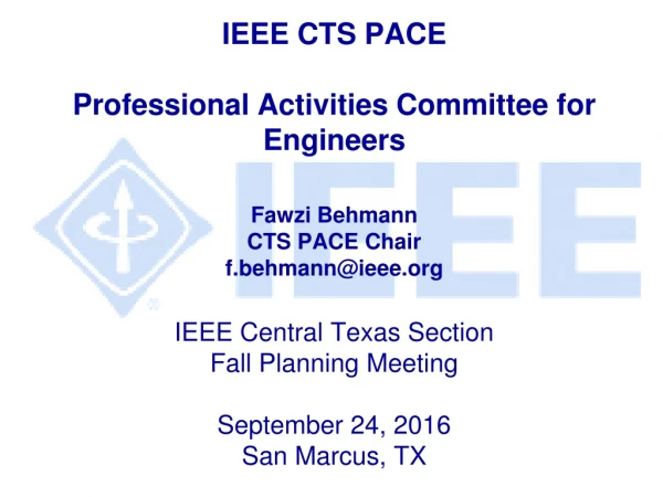 2016 CTS PACE -  Professional  Activities Committees for  Engineers  Ideas for PACE Projects