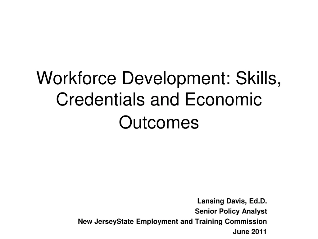 workforce development skills credentials and economic outcomes