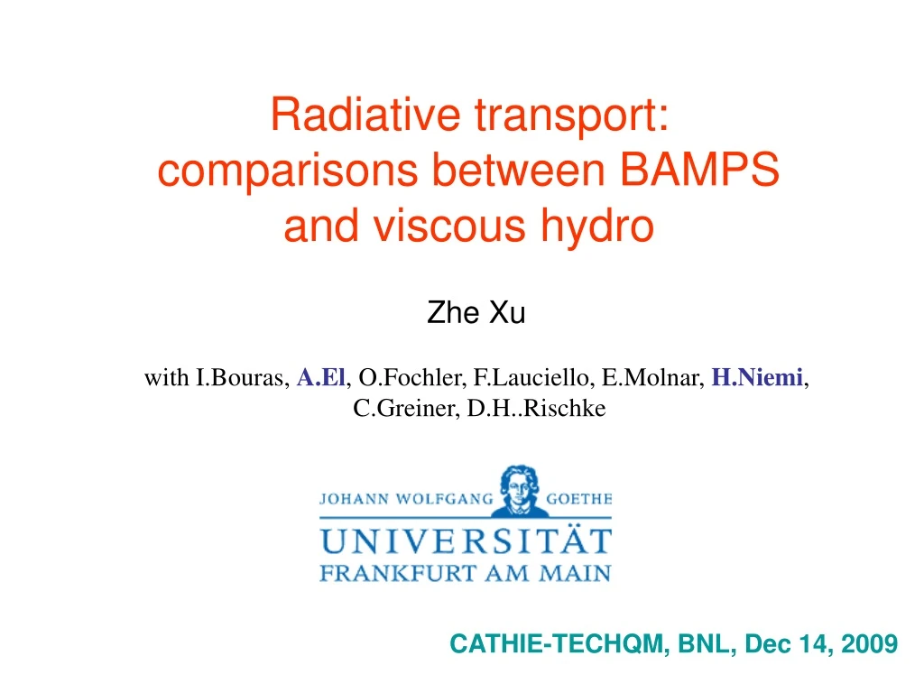 radiative transport comparisons between bamps