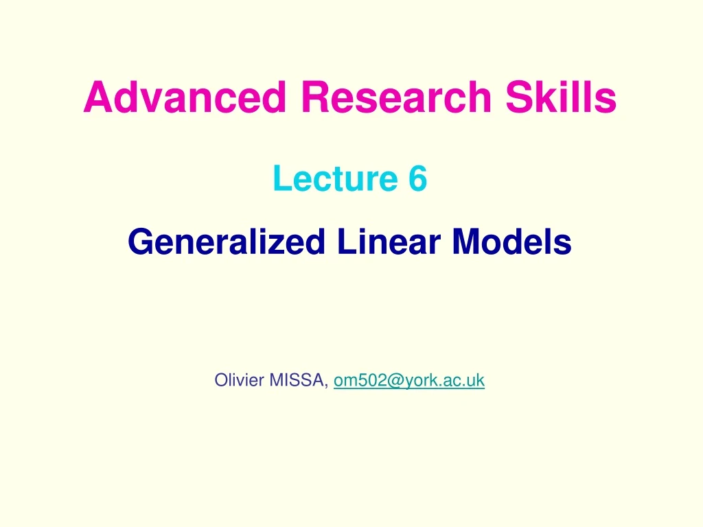 lecture 6 generalized linear models