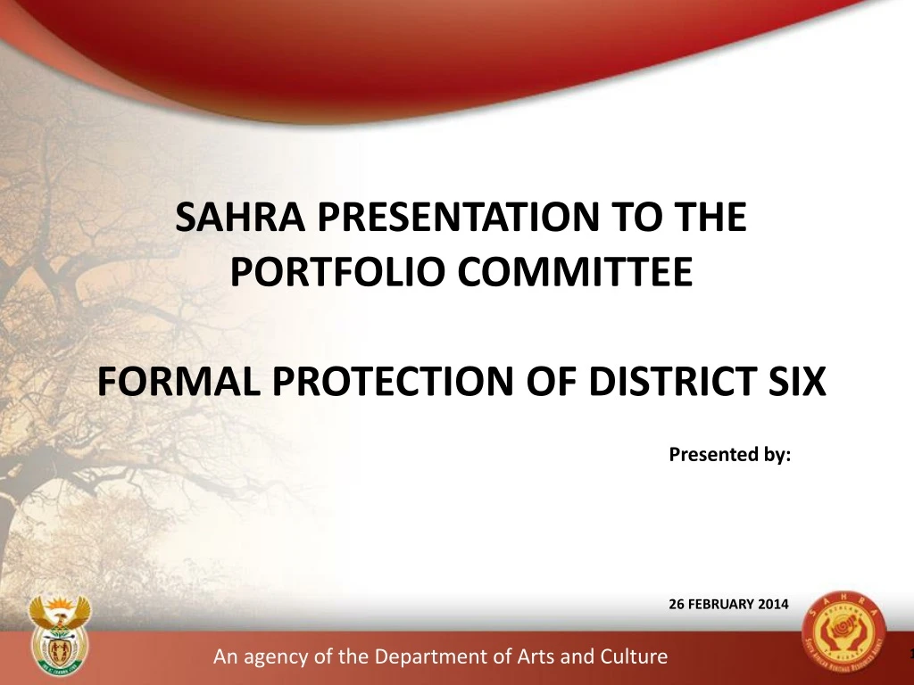 sahra presentation to the portfolio committee
