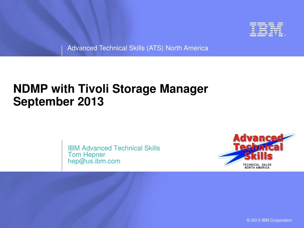 ndmp with tivoli storage manager september 2013