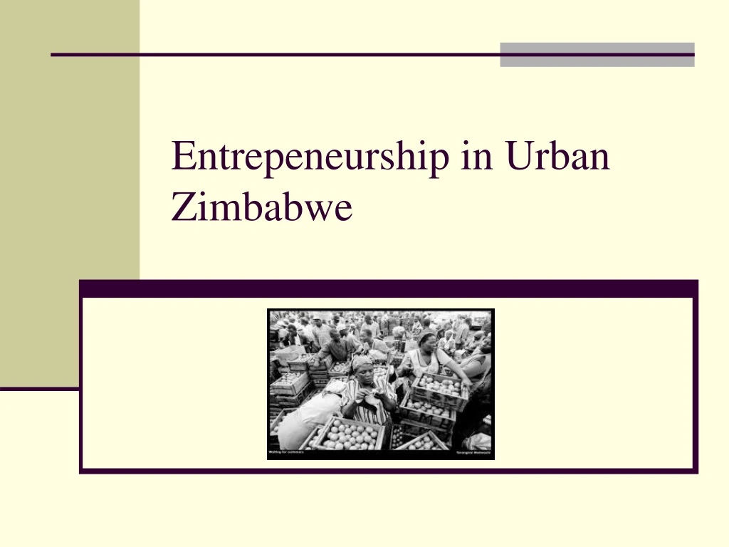 entrepeneurship in urban zimbabwe