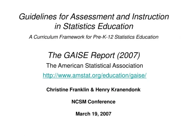 Benchmarks in Statistical Education in the United States  (1980-2007 )