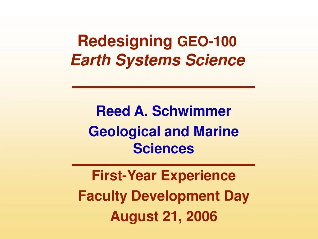 reed a schwimmer geological and marine sciences