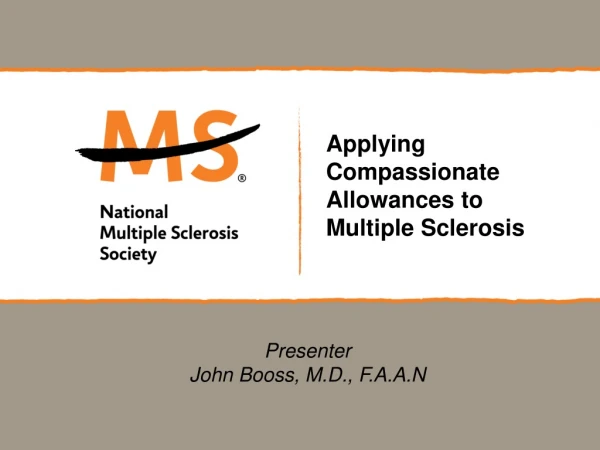 Applying Compassionate Allowances to Multiple Sclerosis