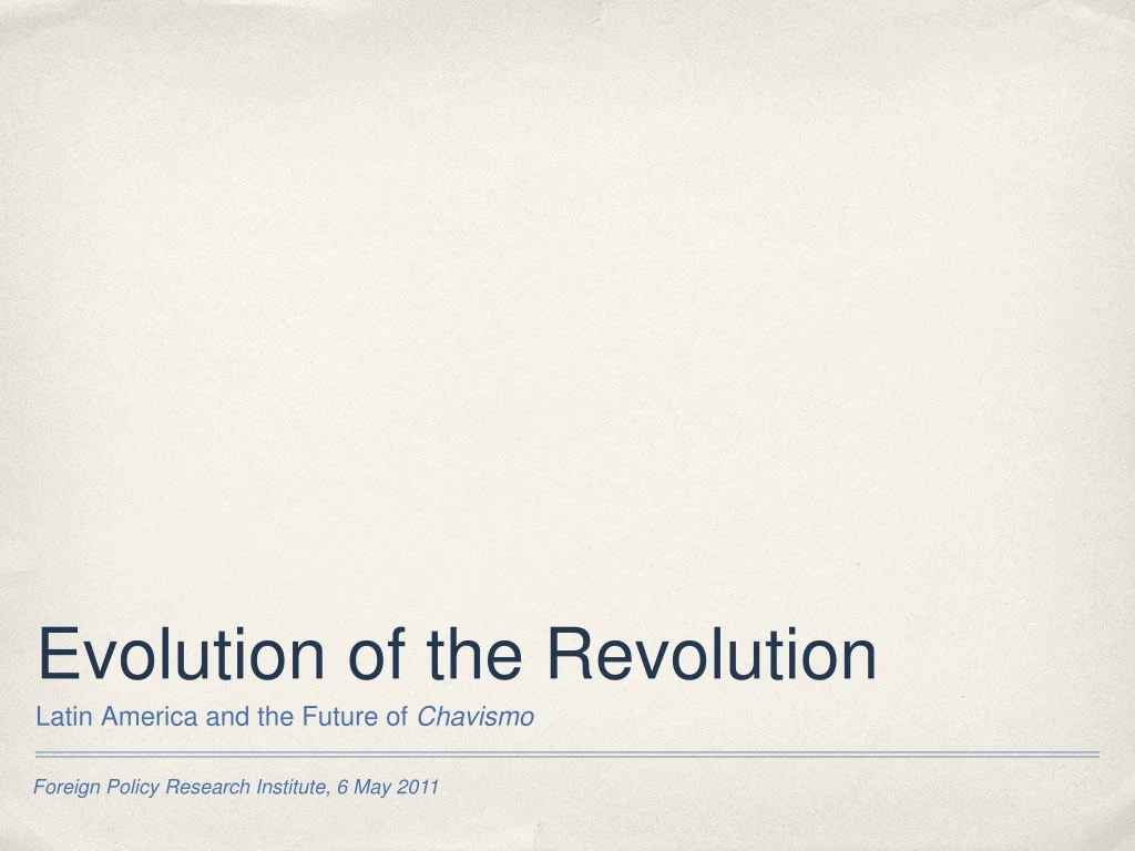 evolution of the revolution