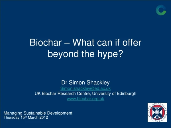 Biochar – What can if offer beyond the hype?