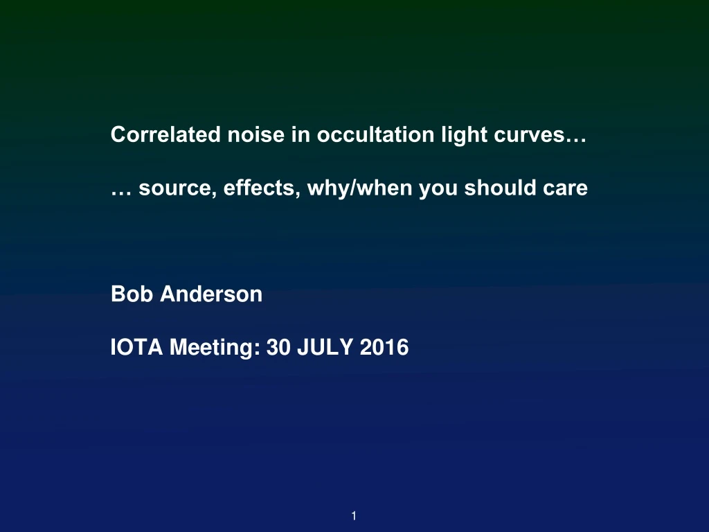 correlated noise in occultation light curves