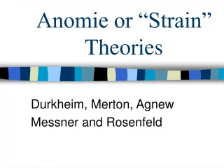 Anomie or “Strain” Theories