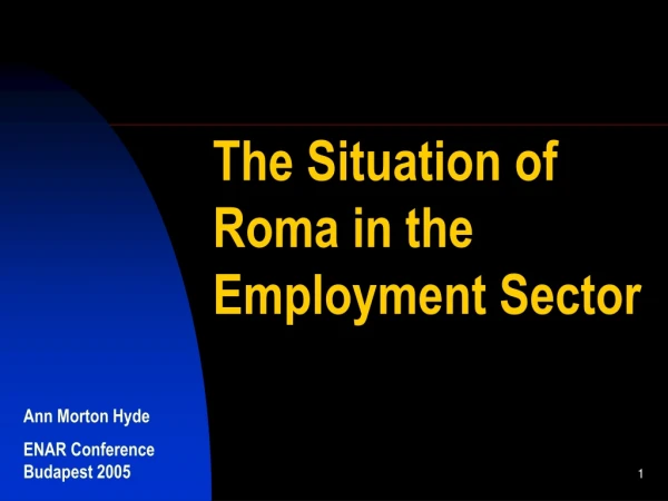 The Situation of Roma in the Employment Sector
