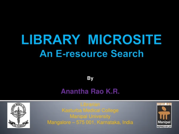 LIBRARY  MICROSITE An E-resource Search