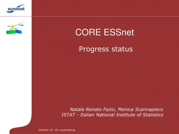 CORE ESSnet Progress status