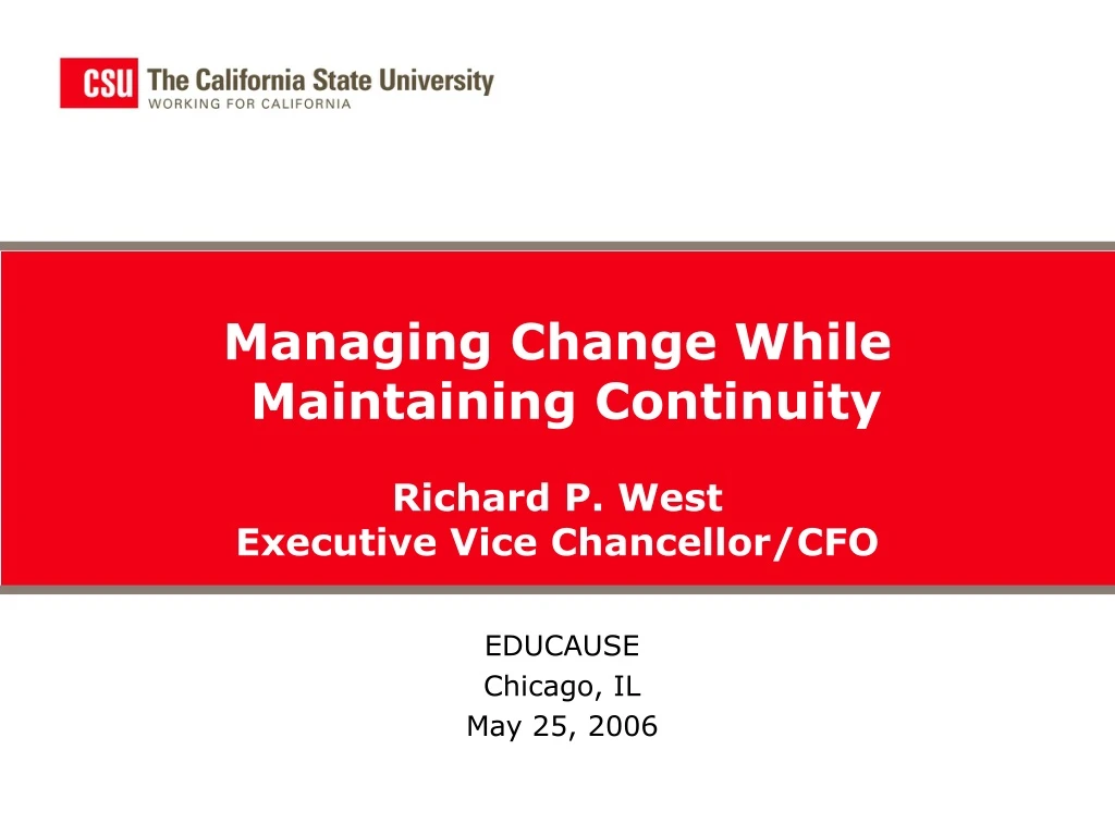managing change while maintaining continuity
