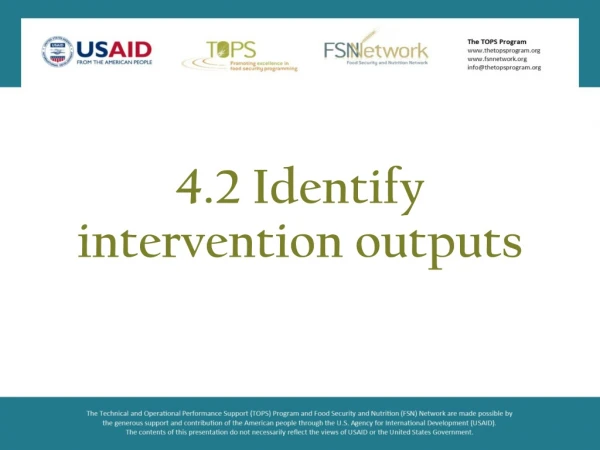 4.2 Identify intervention outputs