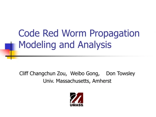 Code Red Worm Propagation Modeling and Analysis