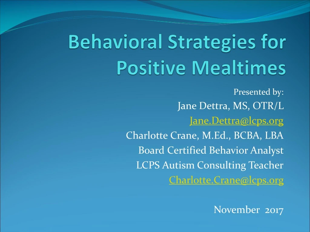 behavioral strategies for positive mealtimes
