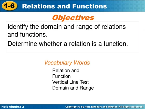 Identify the domain and range of relations and functions.