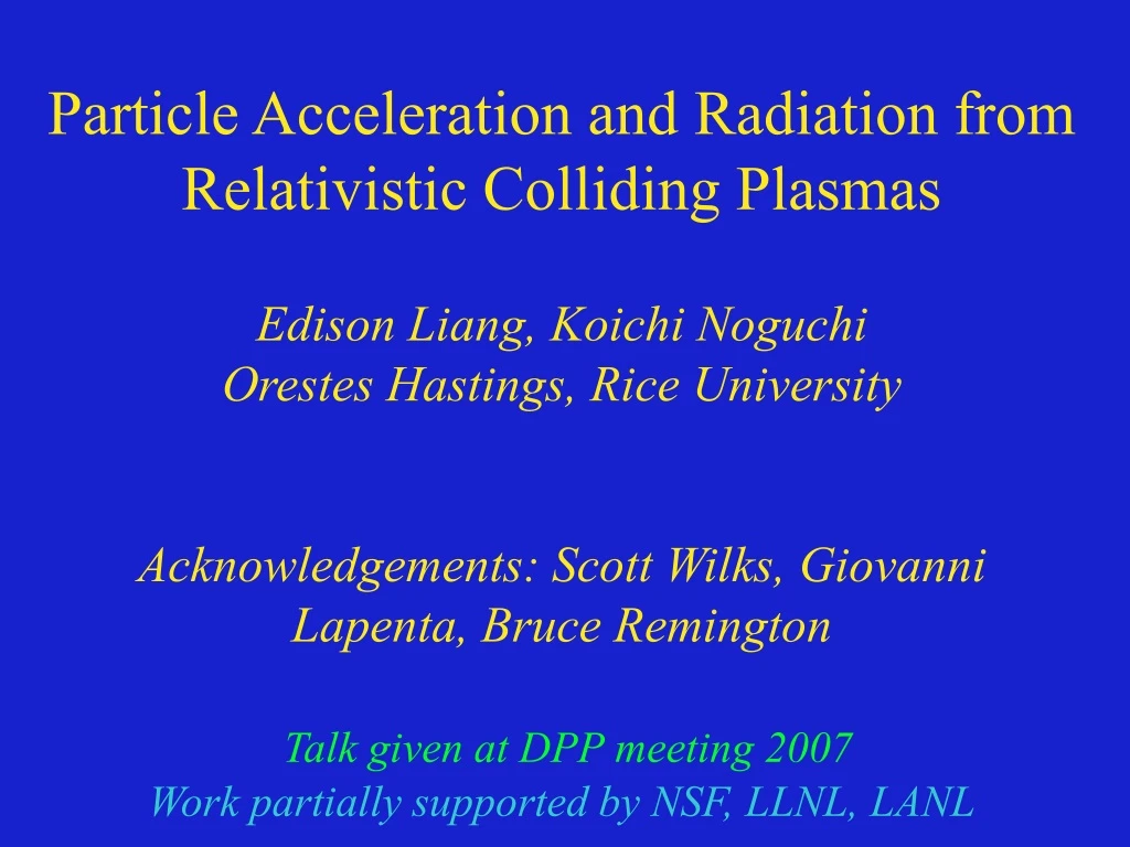 particle acceleration and radiation from