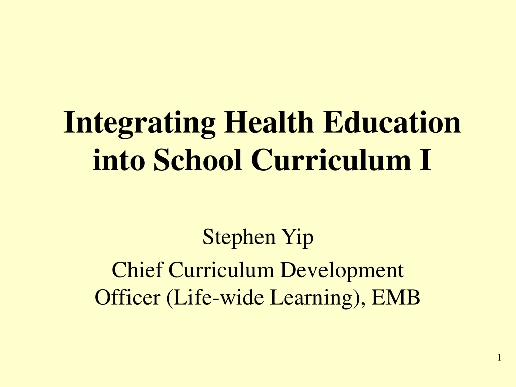 integrating health education into school curriculum i