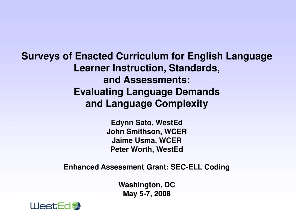 surveys of enacted curriculum for english