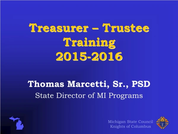 Treasurer – Trustee Training 2015-2016