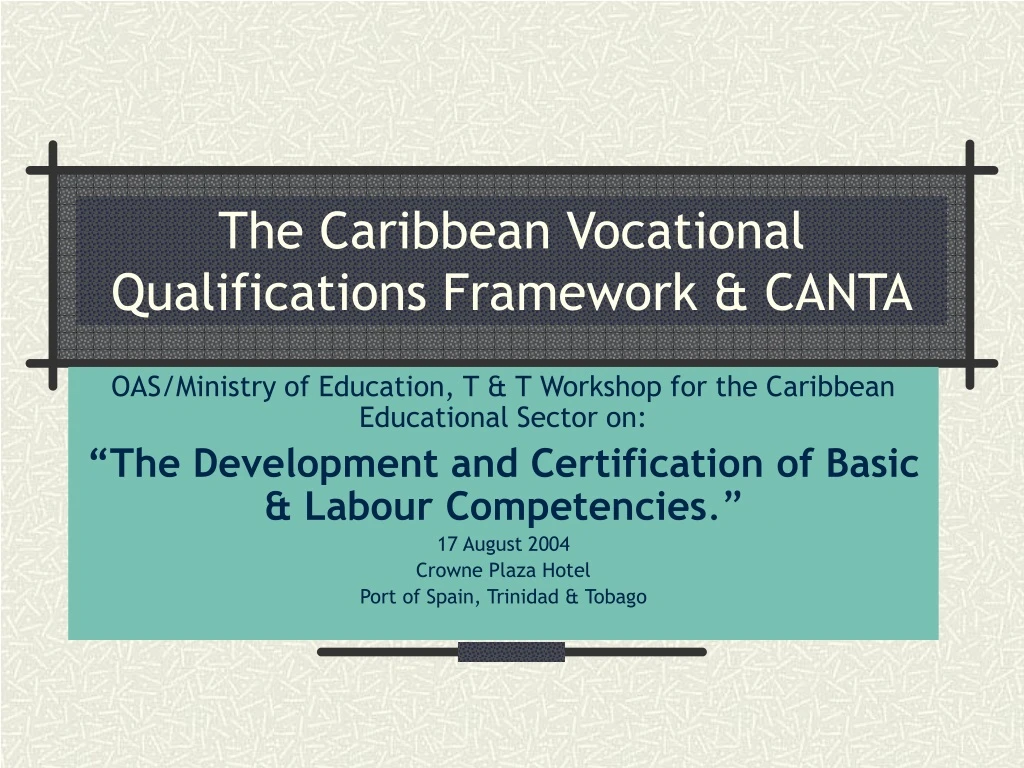 the caribbean vocational qualifications framework canta