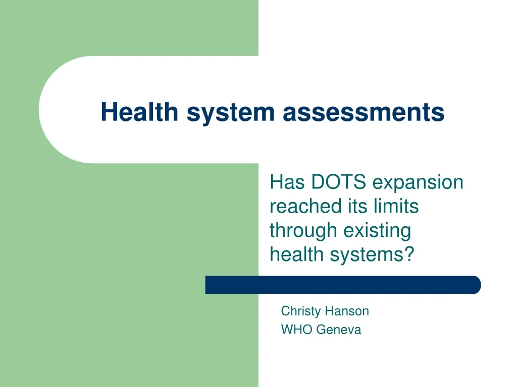 health system assessments