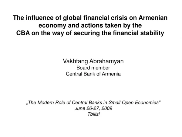 Vakhtang  Abrahamyan Board member Central Bank of Armenia