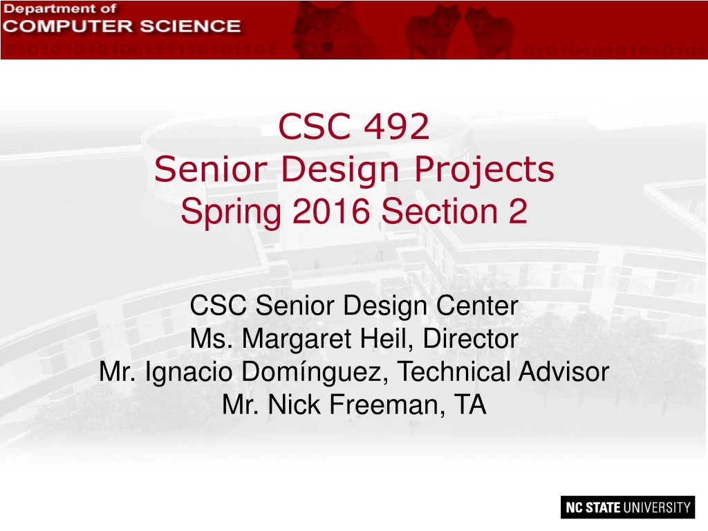 csc 492 senior design projects spring 2016