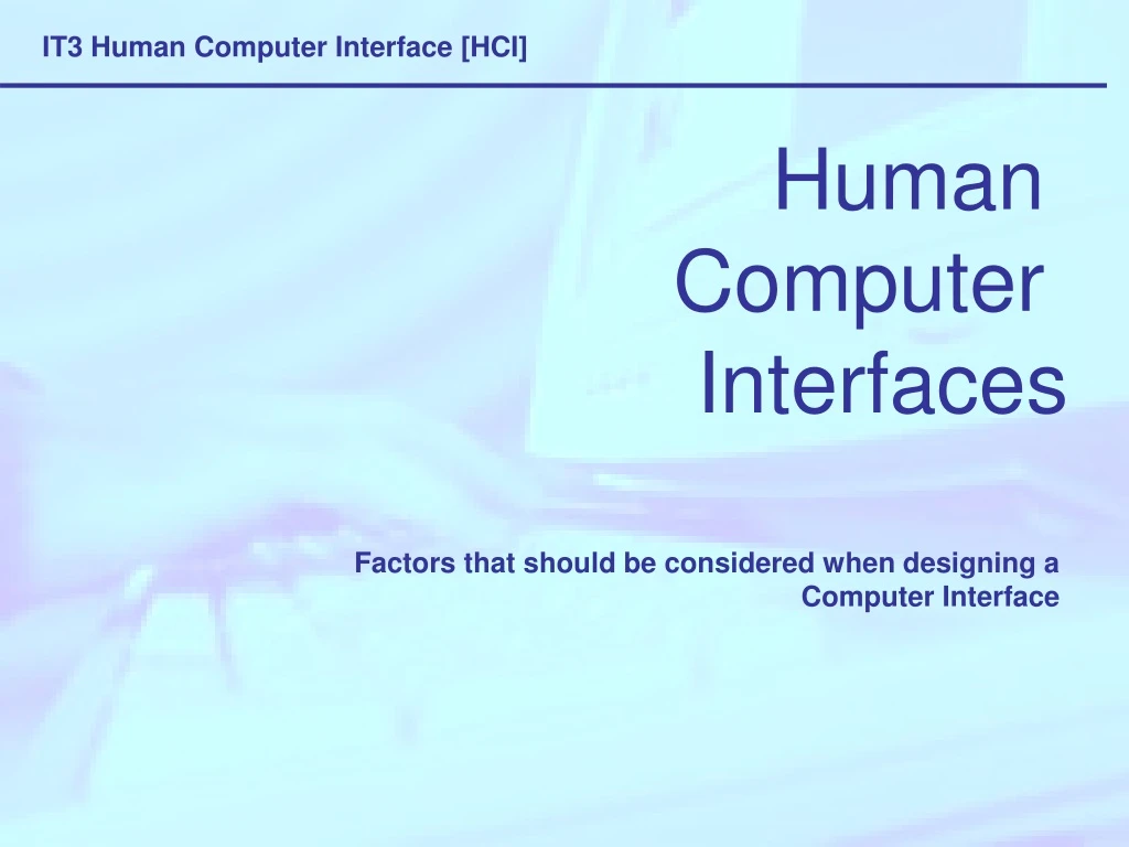 human computer interfaces