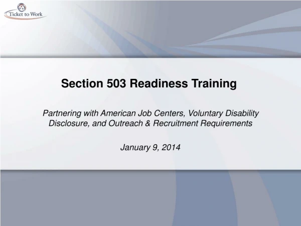 Section 503 Readiness Training