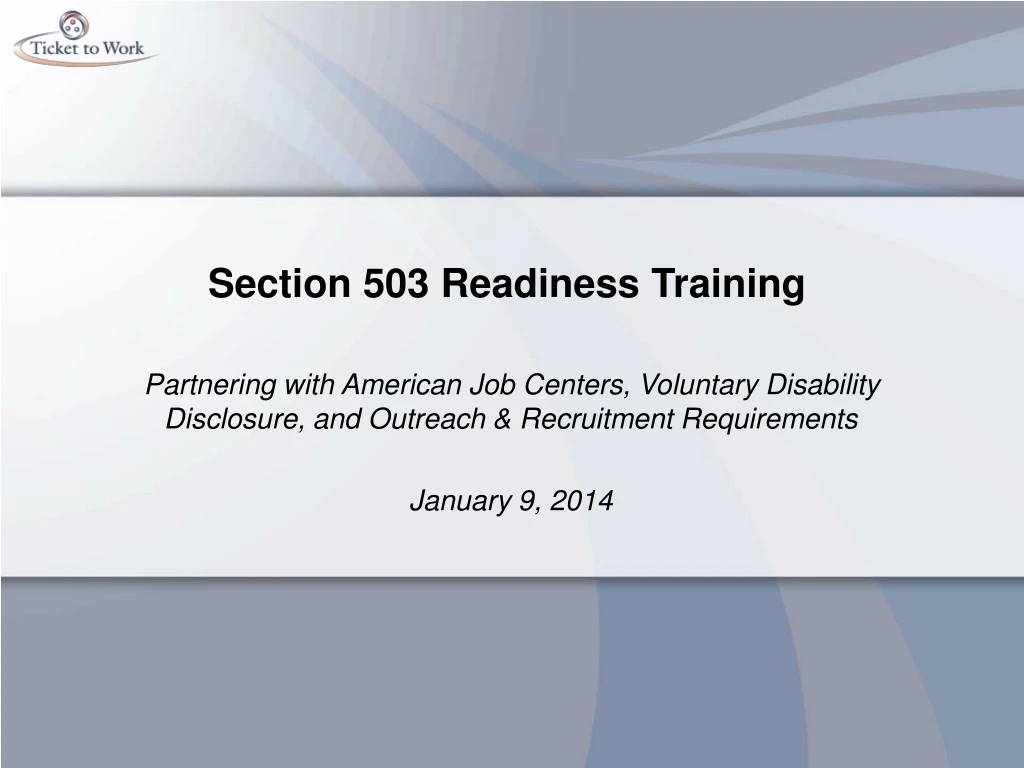section 503 readiness training