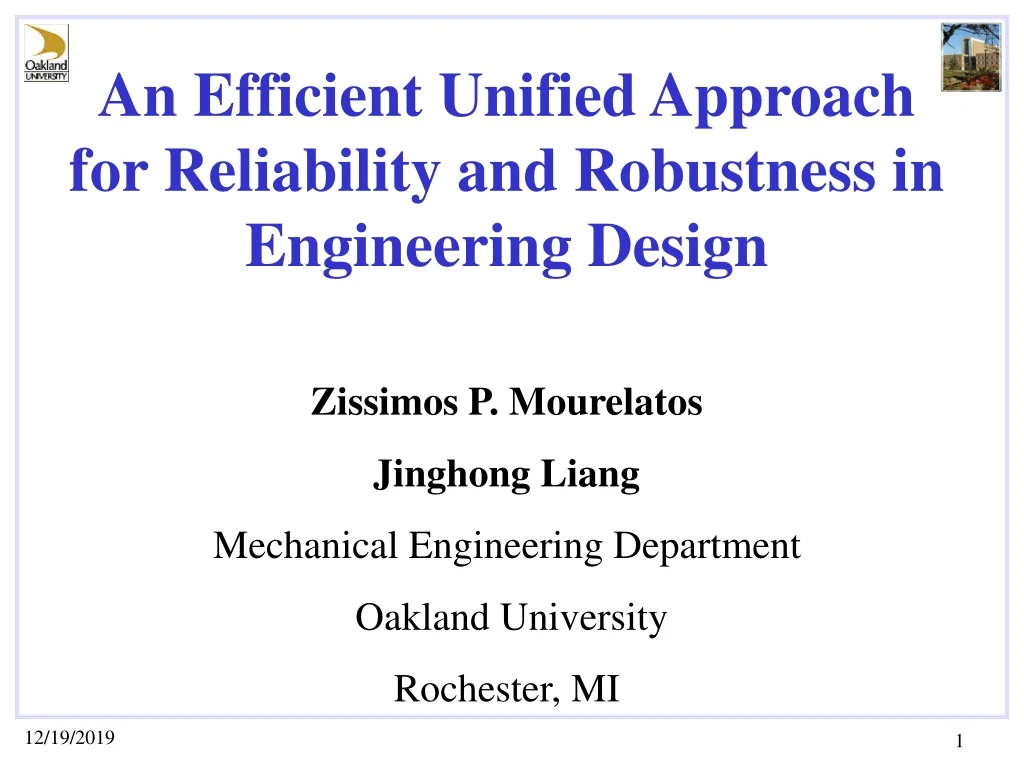 an efficient unified approach for reliability