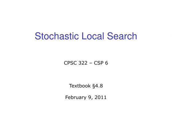 Stochastic Local Search