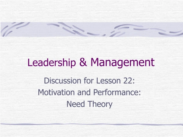 Leadership  &amp; Management