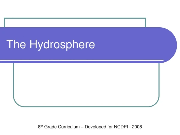 The Hydrosphere