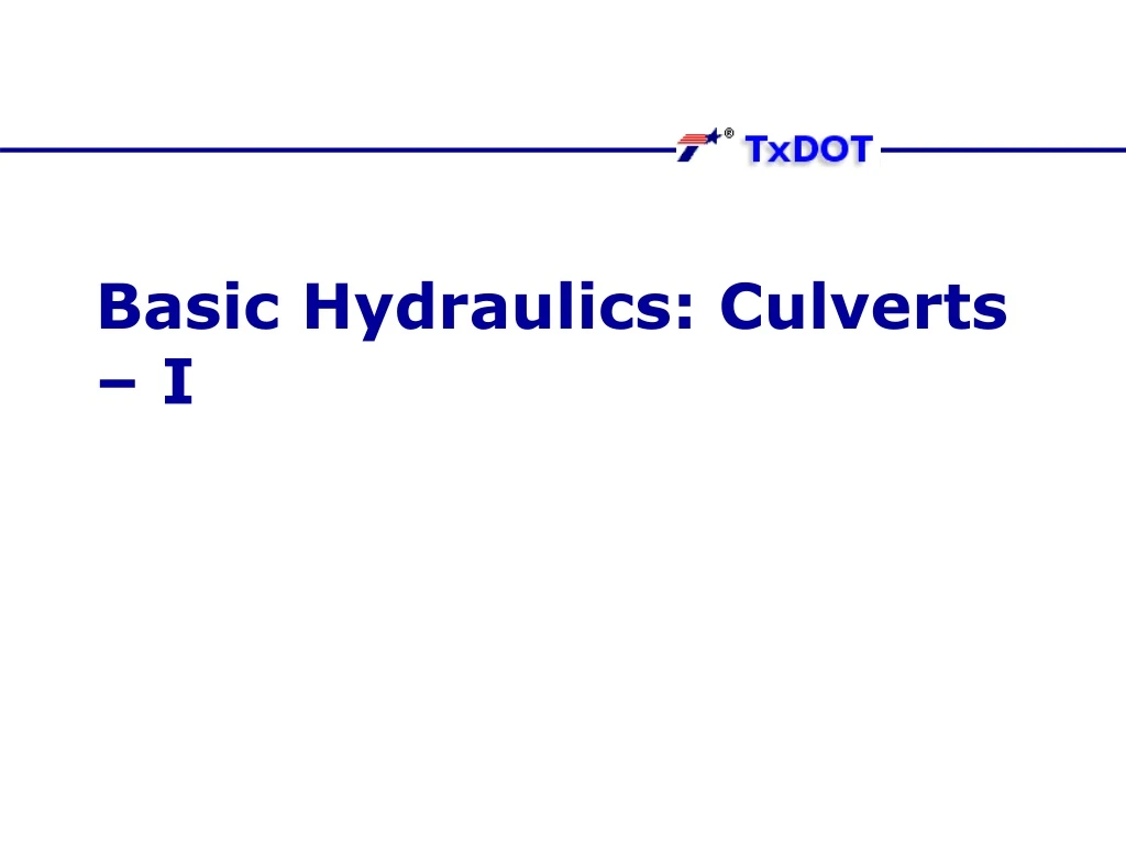 basic hydraulics culverts i