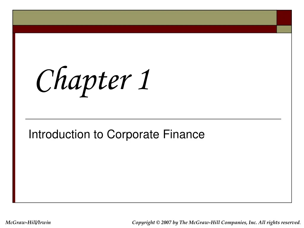 introduction to corporate finance