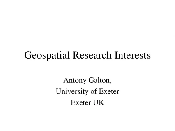 Geospatial Research Interests