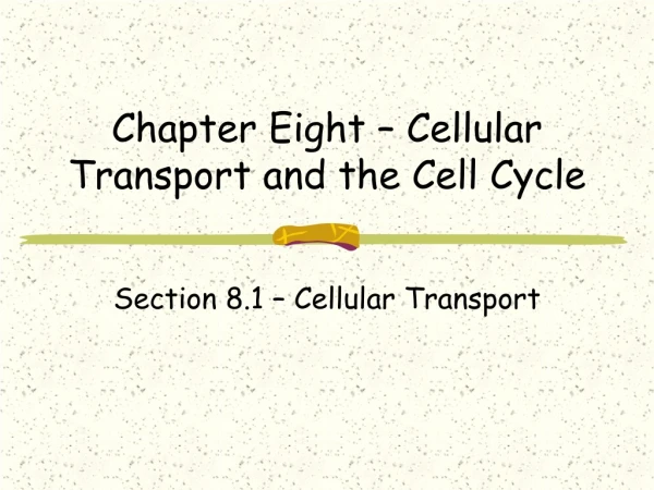 Chapter Eight – Cellular Transport and the Cell Cycle