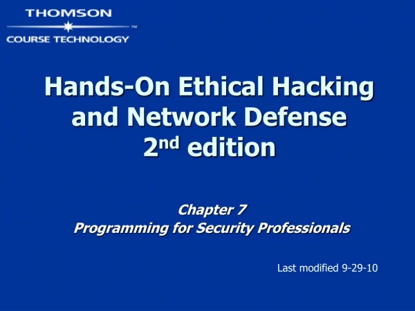 Hands-On Ethical Hacking and Network Defense 2 nd  edition