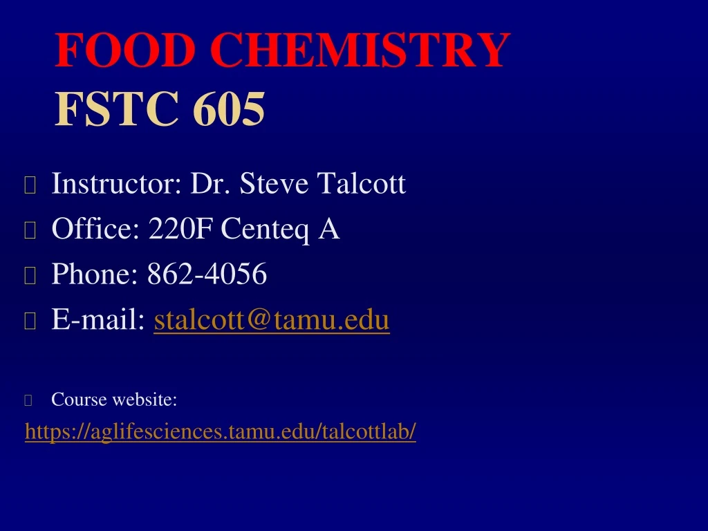 food chemistry fstc 605