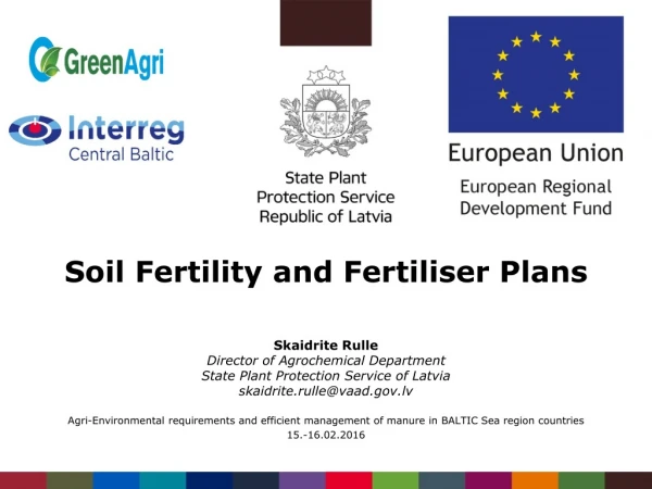 Soil Fertility and Fertiliser  P lans