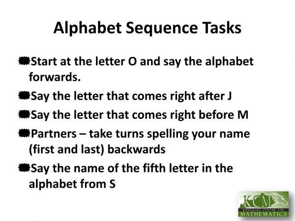 Alphabet Sequence Tasks