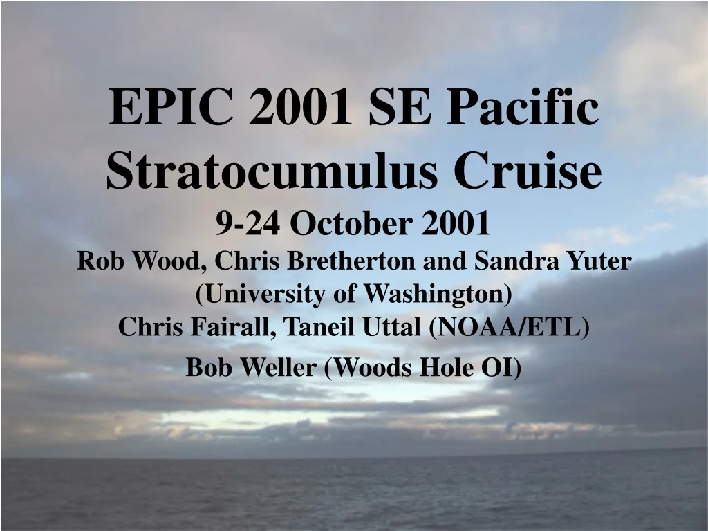 epic 2001 se pacific stratocumulus cruise