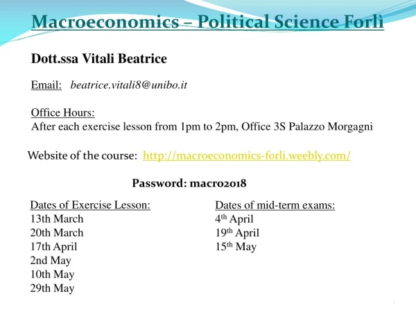 Dott.ssa Vitali Beatrice Email: beatrice.vitali8@unibo.it Office Hours: