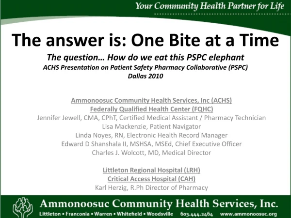 Ammonoosuc Community Health Services, Inc (ACHS)  Federally Qualified Health Center (FQHC)
