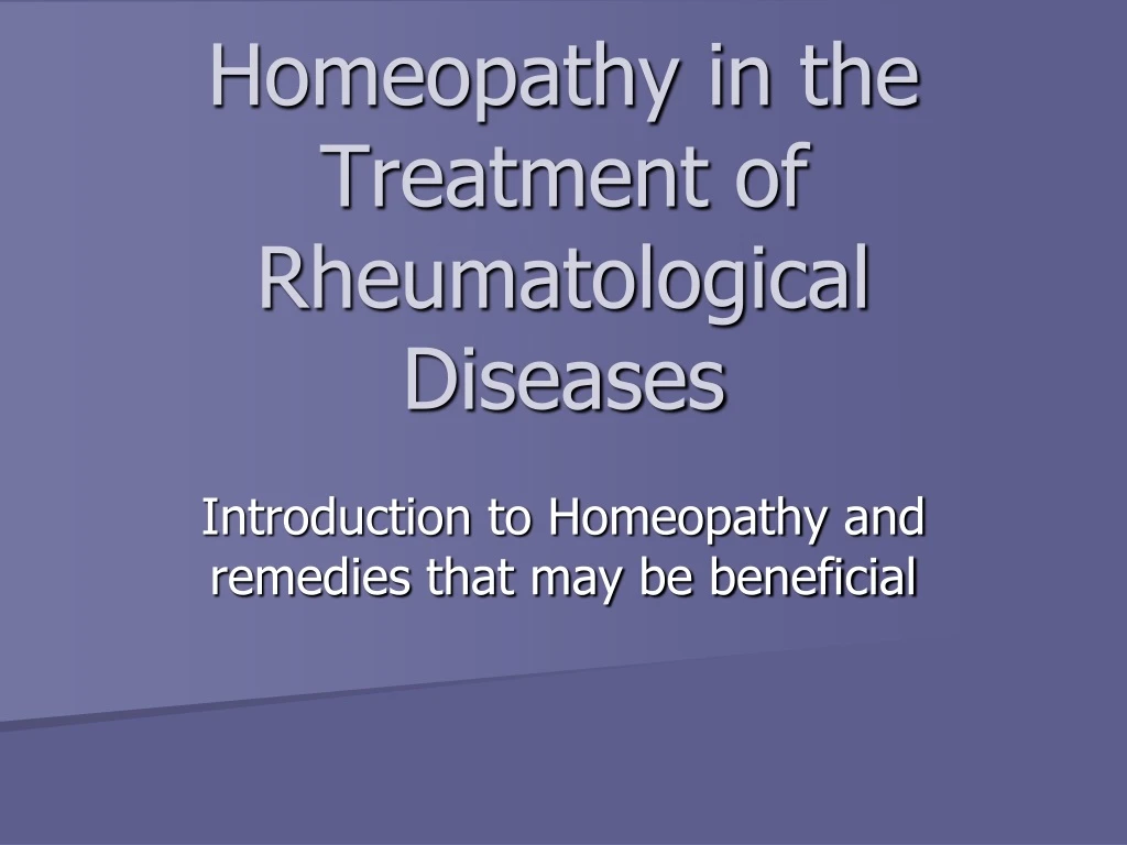 homeopathy in the treatment of rheumatological diseases