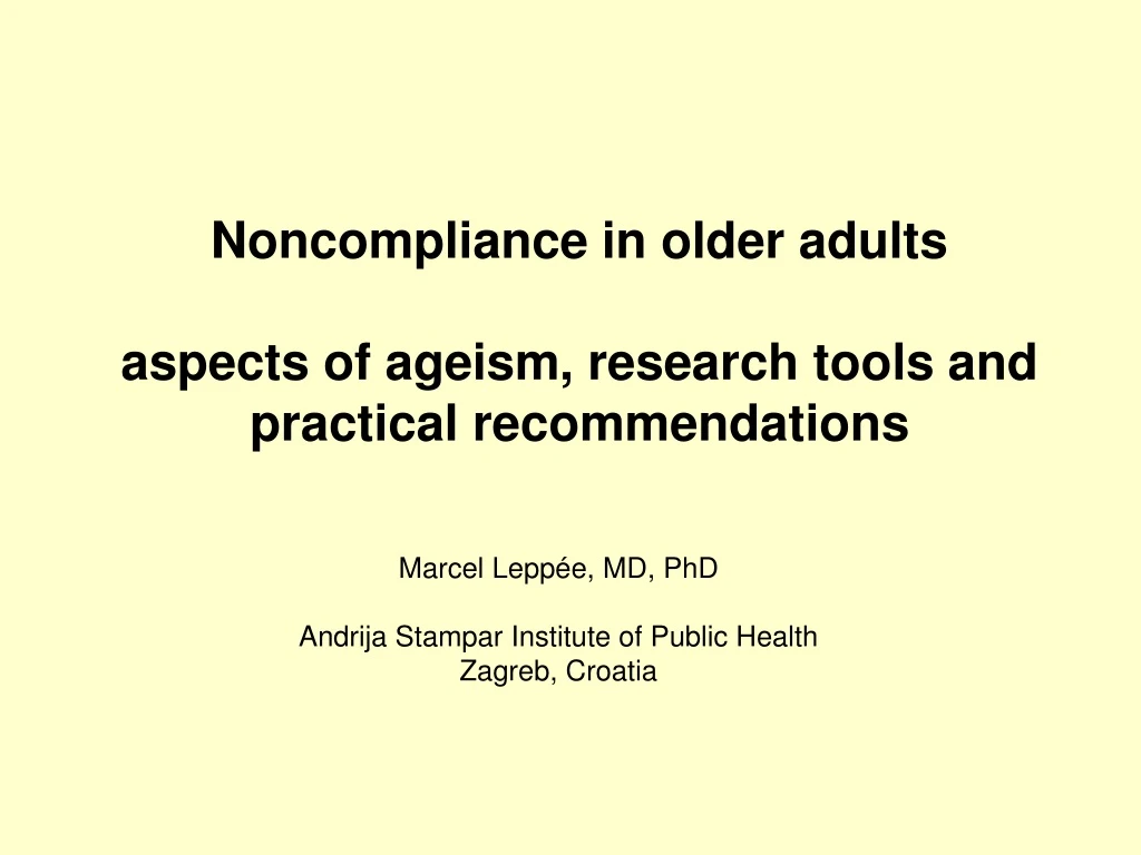 noncompliance in older adults aspects of ageism